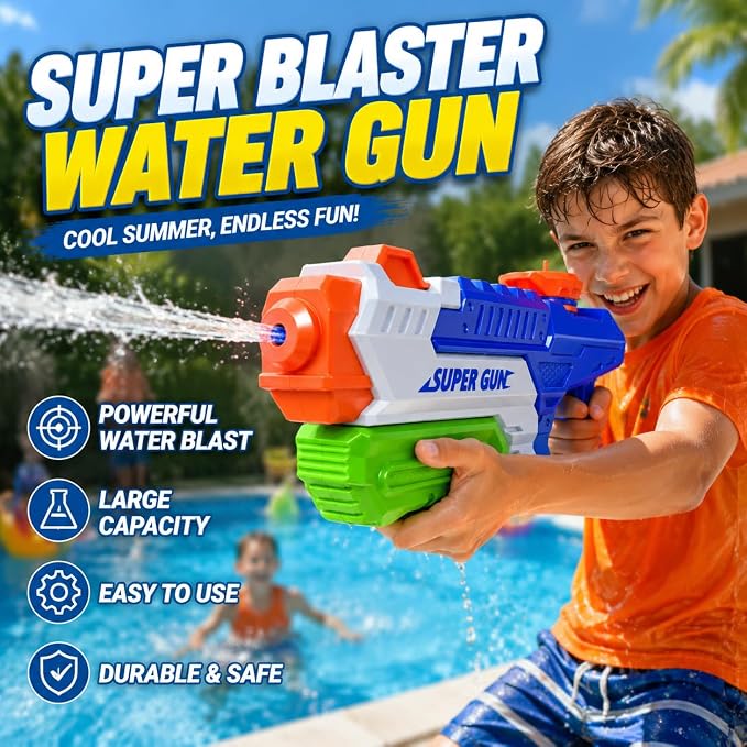 3 Pack Water Guns for Kids Adults, 600cc High Capacity Super Squirt Blaster Soaker, Long Range Pump Action Water Gun Squirter, Outdoor Summer Pool Beach Water Fighting Toys