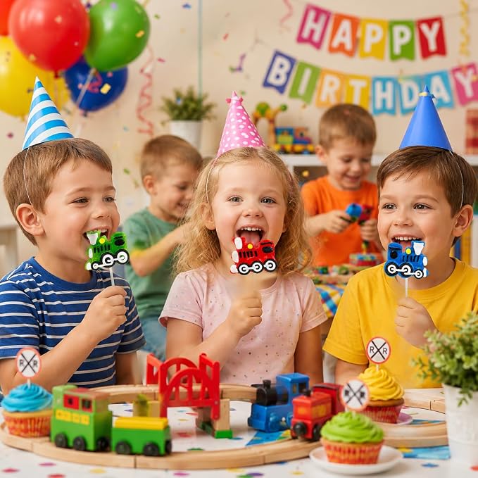 96-Count Train Lollipops Variety Mixed Fruit Flavor Party Suckers Perfect Train Party Favors For Your Train Birthday Party (96-Pack)