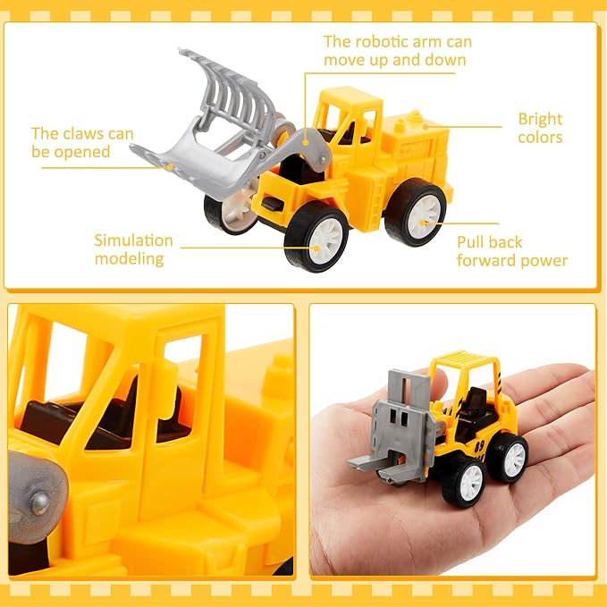 6 Pcs Construction Party Favors for Boys, Mini Construction Vehicles Children's Day Gift, Mini Pull Back Cars Excavator Toys Small Trucks Bulk for Kids Girls Birthday Cake Toppers (Hauler Set)