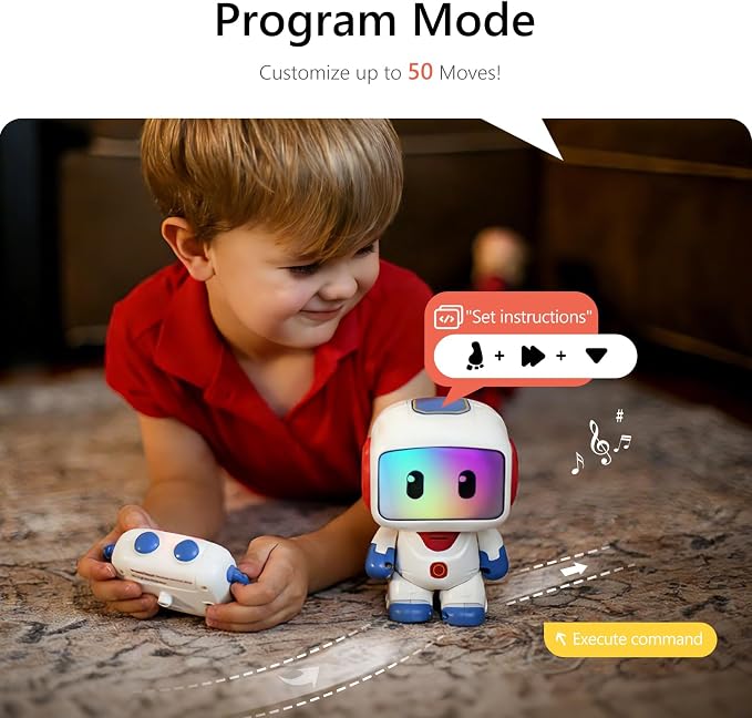 GILOBABY Programmable RC Robot Toy for Kids, Rechargeable STEM Astronaut w/LED Face, Playback Mode, Dancing, Remote Jetpack, Gift for 4 5 6 7 8 Year Old Boys Girls (Blue-r)