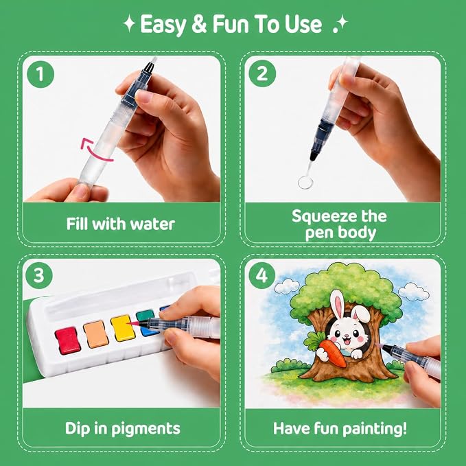 Forest Friends Water Coloring Book for Kids, Multicolor DIY Picture Book with Fast-Drying and Multicolor Designs for Creative Fun, Creative Forest Animals Gift for Toddlers