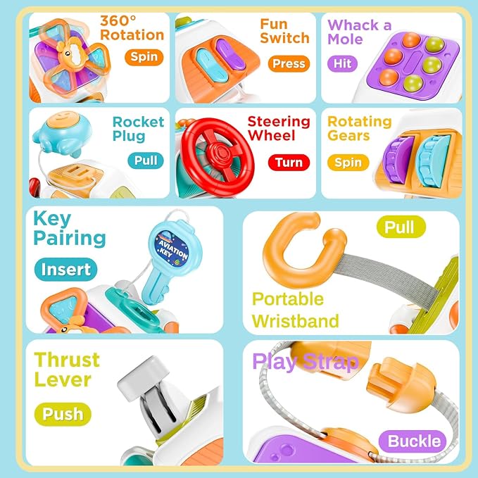 Busy Cube for Toddlers 2-3, Montessori Sensory Activities Busy Board Baby Gifts Infant Boys Girls Travel Toys Educational Learning