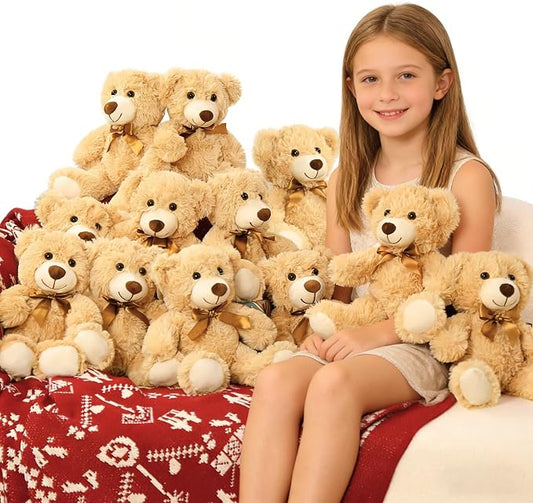 MaoGoLan 12Pcs Bulk Soft Teddy Bears 14 inch Stuffed Animals Plush Bears for Kids Girls Valentines Gifts, Wholesale Stuffed Animal Classic Teddies Christmas Gender Reveal Decor (Machine Washable)