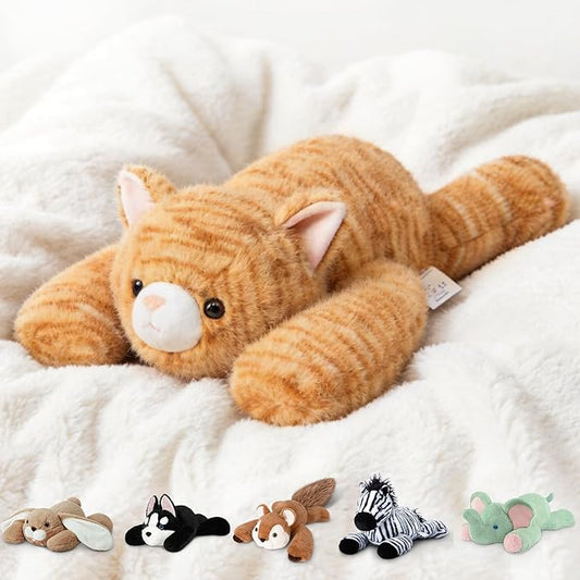 Niuniu Daddy 20" | 3.3 Pound Weighted Orange Cat Stuffed Animal Plushie for Adults & Kids, Large Weighted Lap Pillow for Comfort, Soft Sensory Stuffy Toy as Gift for Holidays