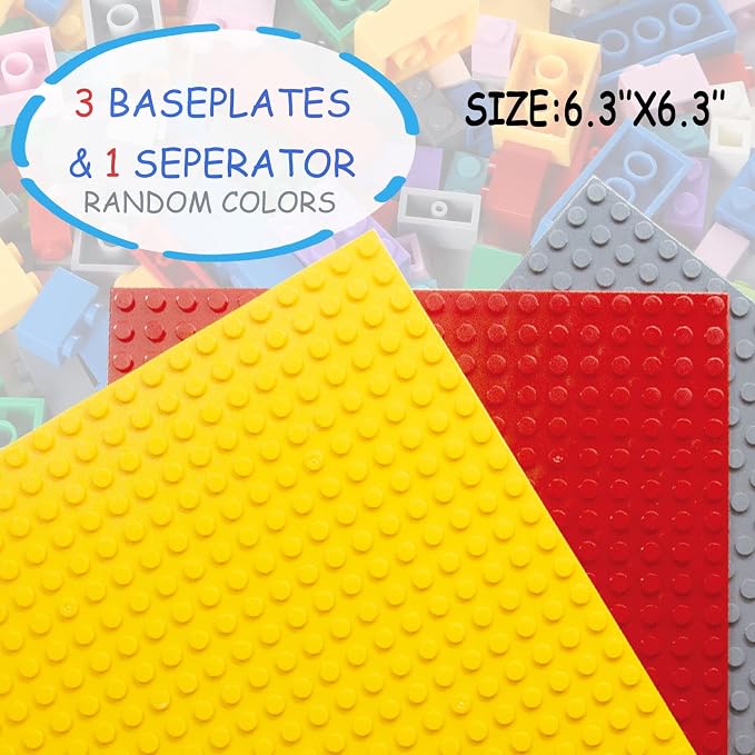 Building Blocks 1000 Pieces Classic Building Bricks Compatible with All Major Brands with 3 Baseplates Preschool Learning Educational Toy Present for Boys Girls Kids 6 7 8 9 10 11 12 Years Old