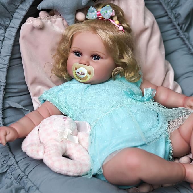 JIZHI Lifelike Reborn Baby Dolls - 20-Inch Feeling Realistic-Newborn Adorable Playful Real Life Baby Dolls with Feeding Kit & Gift Box for Kids Age 3 +