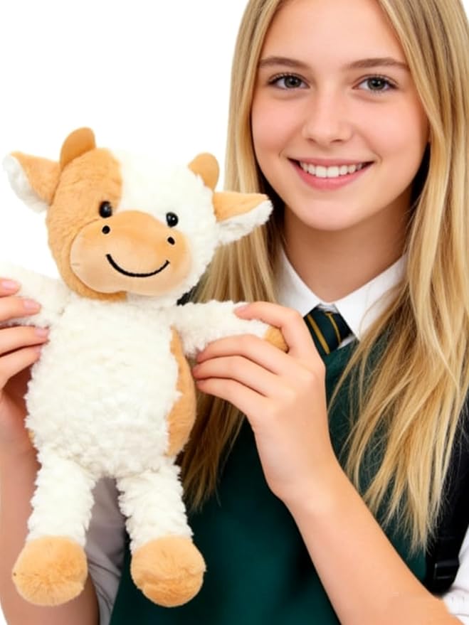YUKOUQIAN Cow Stuffed Animal Cow Plush Doll Toy 15.7 inch for Girls Boys(Stand Cow Huang se15.7)