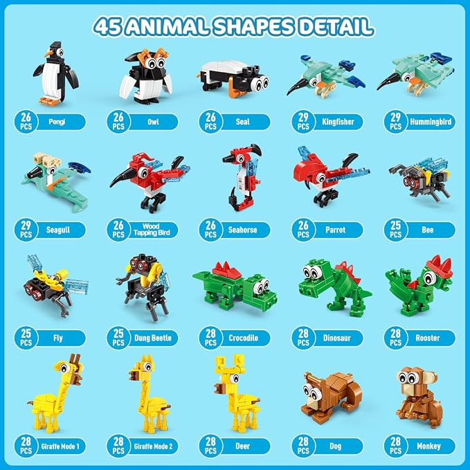 INSOON 30 Packs Animal Party Favors for Kids, 810 PCS Mini Animal Building Block Toy Set for Goodie Bag Fillers Classroom Prizes Easter Birthday Children's Day for Boys Girls Student Ages 6+