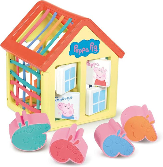TOMY Toomies Grow with Peppa Pig - Peppa’s Activity House - Kids’ Activity Center with Sensory Shape Sorting and Color Matching Games - Includes 4 Peppa Pig Family Textured Blocks - 18 Months and Up