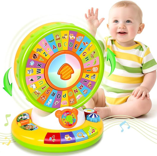 Toys for 1 2 3 Year Old Boys Girls, Musical Spin and Sing Alphabet Zoo, Learning Toys for Toddlers 1-3, Educational Interactive Toys, Christmas Birthday Gift for Baby Age 6-9-12-18 Months (Green)