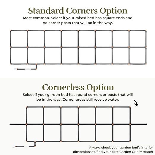 Garden Grid Watering System - 3x6 Cornerless | Raised Garden Bed Drip Irrigation System - But Better | Pre-Assembled, Waters Every Plant Evenly | for Beds w/Corner Posts or Curved Ends | 33.5"x66"