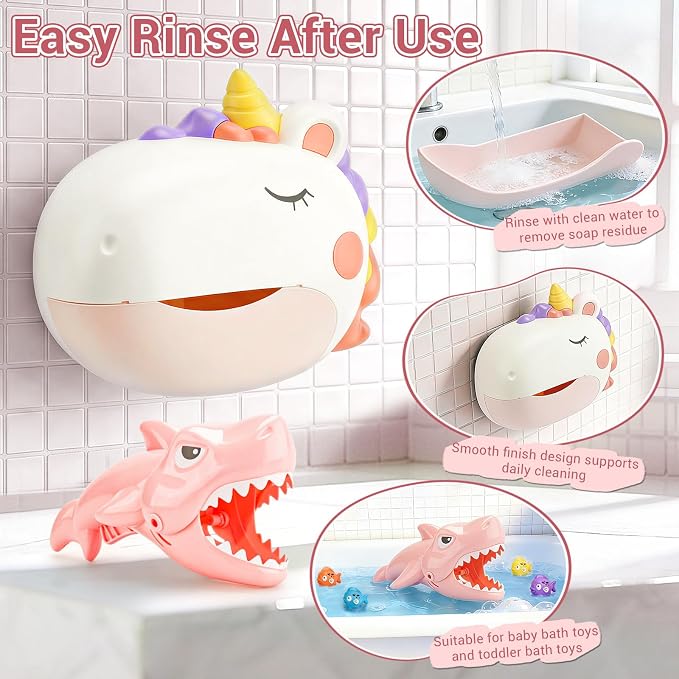 Baby Bath Toys Bubble Machine for Toddlers 1-3 Toddler Fountain Bathtub Pool Water Table Toys Shark Bath Toy 6-12-18 Months Baby Bath Toy for Girls
