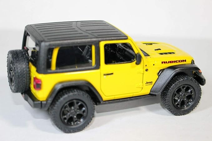 KiNSMART - Jeep Wrangler Rubicon Off Road 4x4 5 inch 1:34 Scale Die Cast Model Replica Toy Car (Yellow Hardtop)