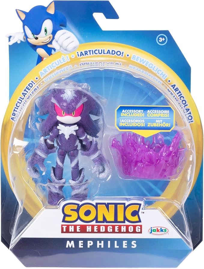 Sonic the Hedgehog 4-inch Mephiles the Dark Action Figure with Purple Mist Base Accessory. Ages 3+ (Officially Licensed by Sega)