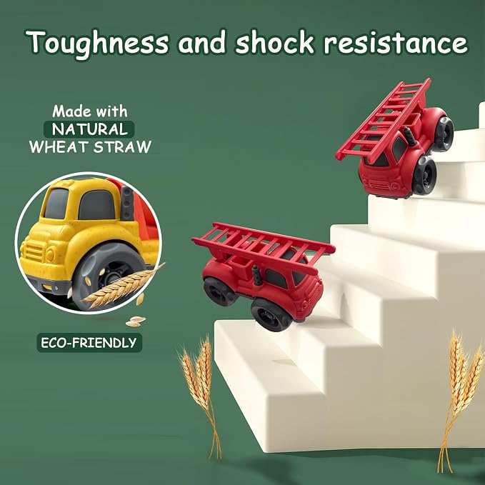 Toddler Car Toys for 3 Year Old, 4 Pcs Dump Truck Toys and Mixer Cement,BPA Free Outdoor Toys for Toddlers,Christmas Birthday Gifts for Toddler Boy Girl 3-4