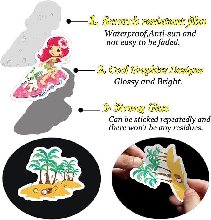 QTL Coconut Girl Stickers for Girls Teens, Summer Party Supplies, Waterproof Vinyl Stickers for Water Bottles Laptop, 60PCS