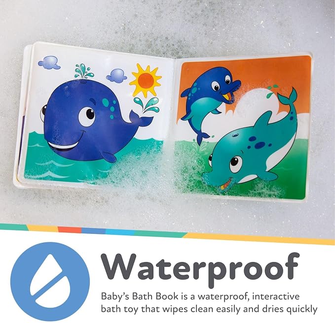 Nuby Bath Fun Time Book with Water-Proof Pages and Surprise Squeaker, Early Education, 0 M+ (Prints May Vary)
