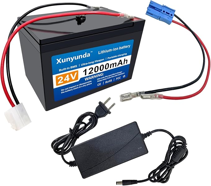 24V 12Ah Battery for Kids Ride-On Toys Includes 2A Charger/25A BMS,Compatible with Dynacraft Realtree 24V Power Wheels