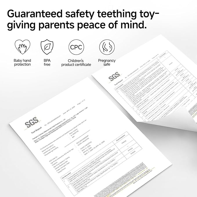 Garkoko Baby Teether for 4+Months, Wrist Hand Teether Toy for Babies, Anti-Drop Silicone Teething Relief Toy, BPA Free Sensory Chew Toy for Sucking Needs, Easy Hold Teether for Infants & Toddlers