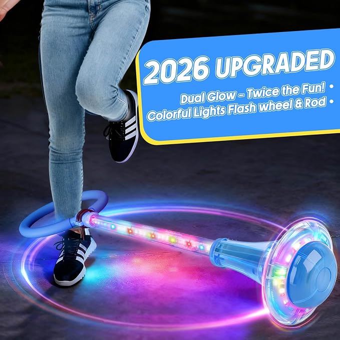 Dolanus Skip Toys for 5-12 Year Old Kids, Girls Birthday Gifts for Age 5 6 7 8 9 10 11 12, Outdoor Outside Sports Games, Girls Toys Age 6-8 8-13, Portable Colorful Flash Wheel Swing Ball (Blue)