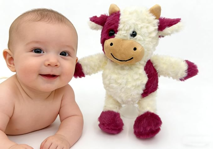 YUKOUQIAN Cow Stuffed Animal Cow Plush Doll Toy 11.8 inch for Girls Boys (Stand Cow red)