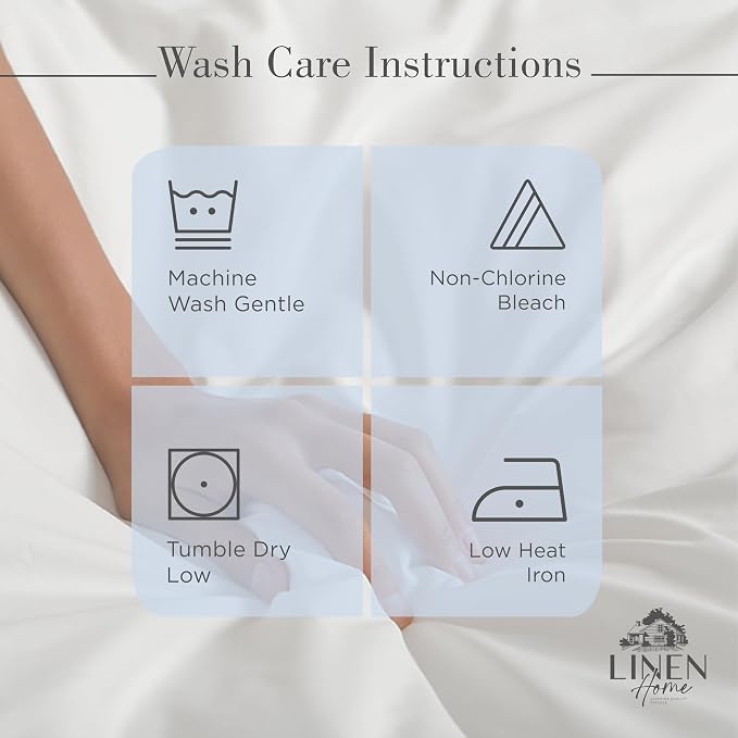 Linen Home 6 Piece King Cotton Sheet Set, 100% Cotton Percale, 4 Pillowcases, Deep Pocket with All Around Elastic Sheet, Crisp Breathable Bedding, Hotel Luxury, Long-Staple Combed Cotton, White
