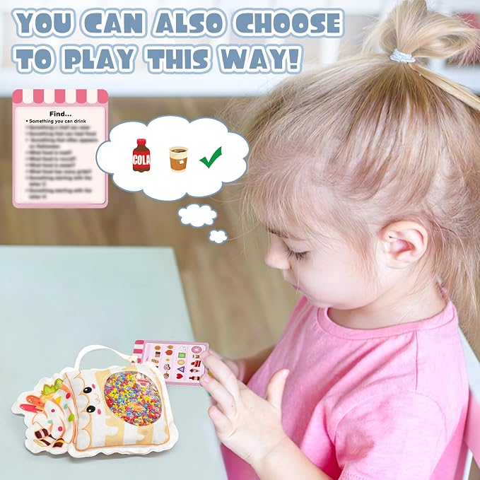 Joyreal Hide and Seek Busy Bag- 3 Pack Seek and Find Hidden Object Game, Sensory Hidden Object Search Problem Solving Travel Game for Kids 3+, Including Alphabet, Food, Fish, Animal