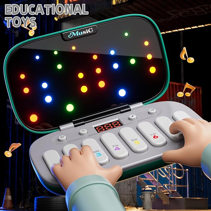 Piano for Kids, Kids Keyboard Piano Toy Music Rhythm Machine, 7 Modes Electronic Piano Toy with Glowing Piano Keys, Travel Toys Birthday Musical Learning Gift for 3 4 5 6 7 Year Old Toddler Girls Boys