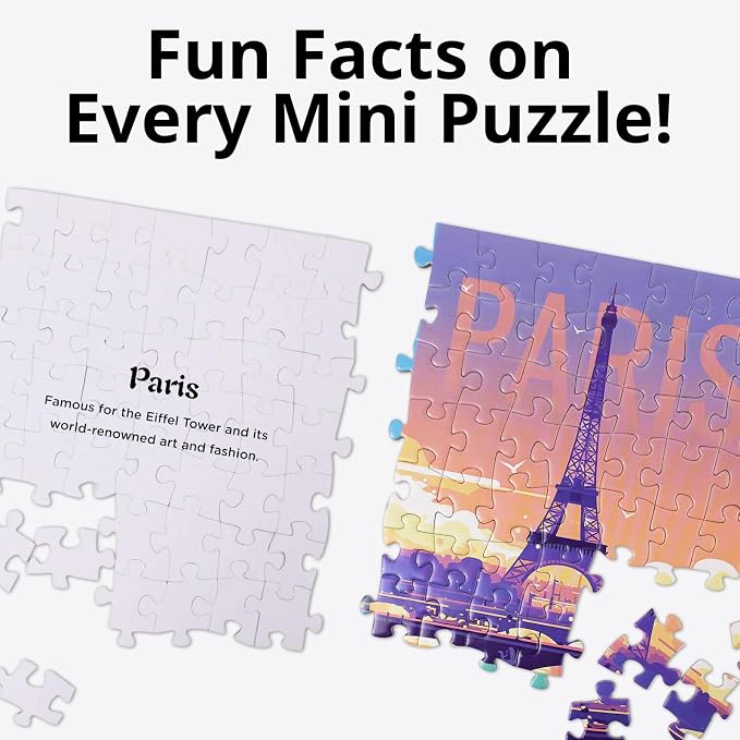 rokt&razo, Global City Tour, 24 Mini Pack Jigsaw Puzzles, 1000 Pieces Daily Challenge Pack with Reference Poster, Advent Calendar, Family Game Nights, Finish Size 27.5 * 19.7 in (Index on the Back)