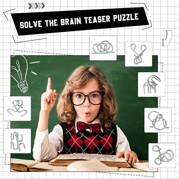 Metal Brain Teaser Puzzles Set of 36 with Pouch, Steel IQ Games Physics Mind Metal Puzzles for Adults Basket Stocking Stuffers for Boys Girls Adults Challenge Gifts (Easy)