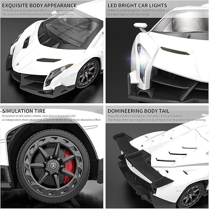 Remote Control Car RC Cars Racing Car 1:18 Licensed Toy RC Car Compatible with Lamborghini Model Vehicle for Boys 6,7,8 Years Old,White