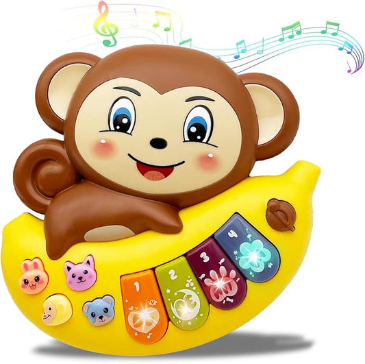 Baby Musical Toys Piano for 2 Year Old Girls Boys Light Up Music Learning Toys for Toddlers 3 Easter Gifts Infant 18 Month (Monkey)