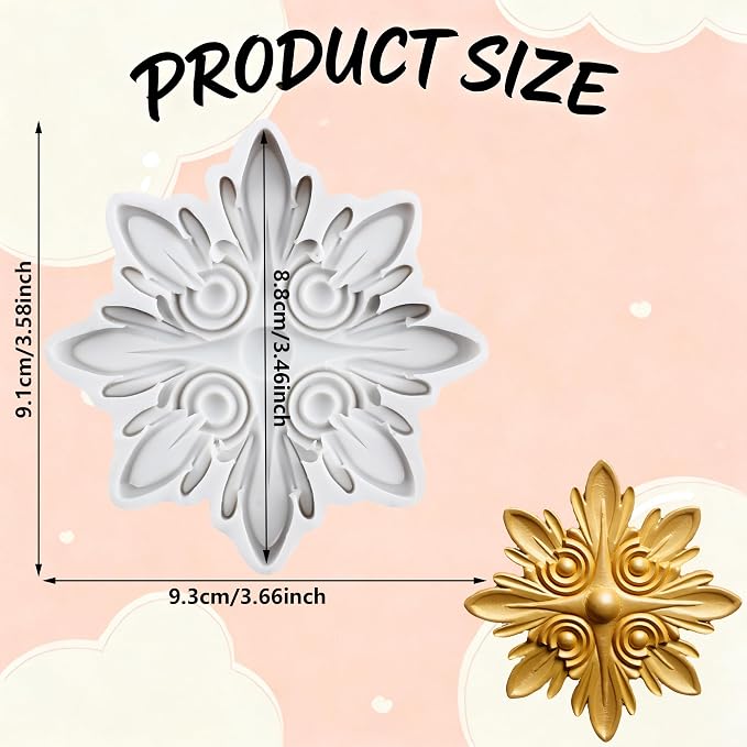Baroque Relief Flower Polymer Clay Mold Baroque Flower Silicone Molds for DIY Craft Epoxy Resin Casting Polymer Clay Tools Crafts Air Dry Jewelry Making