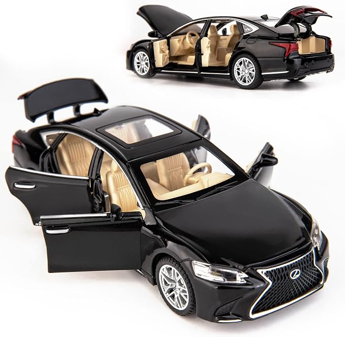 BDTCTK 1/32 Compatible for Lexus Ls500h Model Car, Zinc Alloy Pull Back Toy car with Sound and Light for Kids Boy Girl Gift(Black)