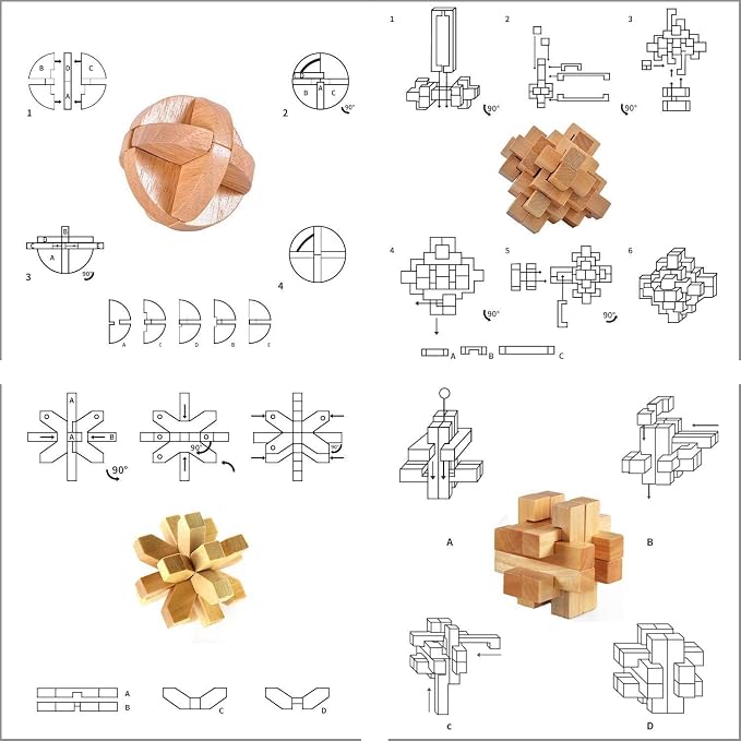 ULT-unite3D Wooden Cube Brain Teaser Puzzle