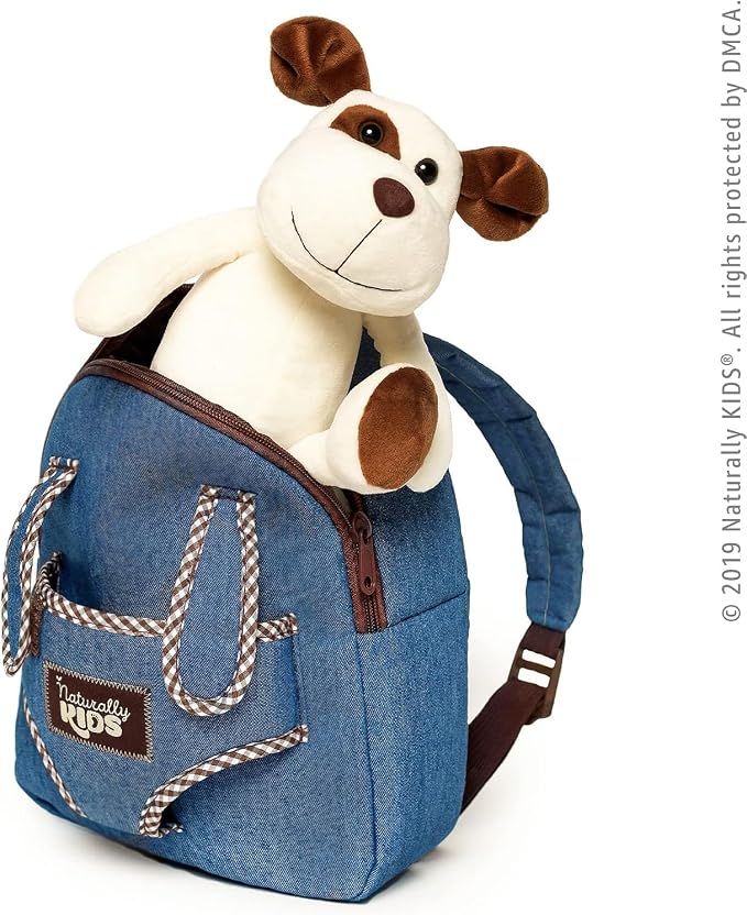 Naturally KIDS Dog Backpack, Dog Toys for Toddlers, Toddler Stuffed Animals Gifts for 2 3 4 5 Year Old Girl Boy