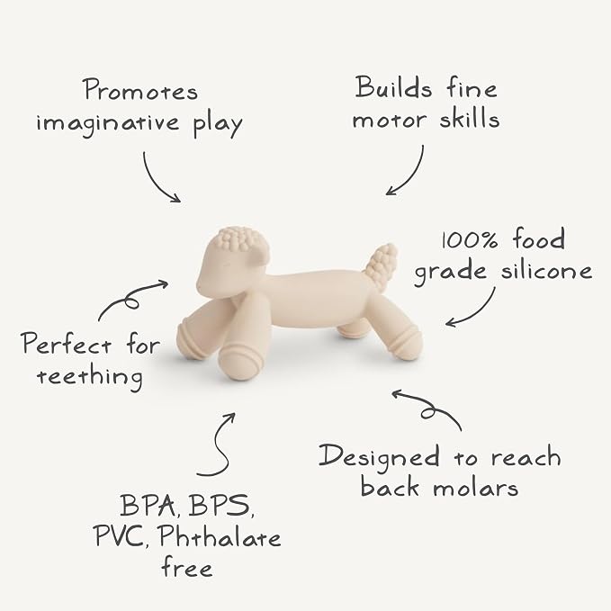 mushie Silicone Baby Teether Toy | Lamb Figurine Teether