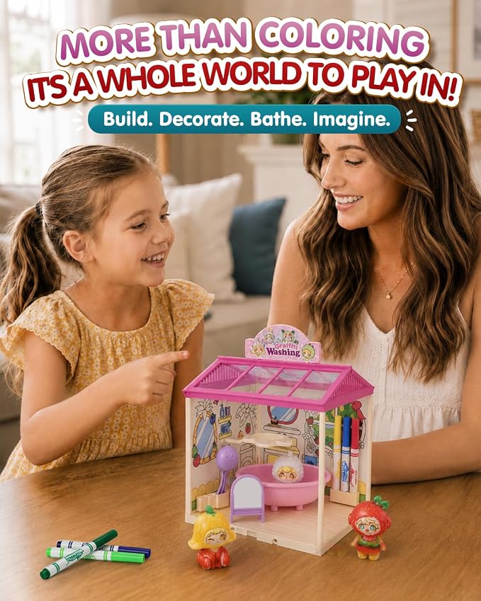 Kids DIY Pet Washable Paint Art and Crafts Toys with 4 Fairy Figurines | Drawing Toys for Kids, Clean DIY Painting Kit 6 Washable Markers Creative Gift for Kids, Playset for Girls & Boys, Ages 3+