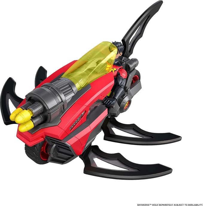 Mattel DC Premier 6.5 Inch Robin Figure & Cycle Vehicle with Projectile Launch, Exclusive Deco, Batlink Robin Cycle
