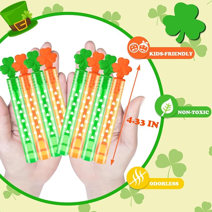 Bulk Saint Patricks Day Party Favors Supplies Goodie Bag Fillers for Kids 100 Pack,Mini Bubble Wand Toys Gifts for Toddlers,St Patrick's Day Classroom Activities Game Prizes Shamrock Accessories Decor