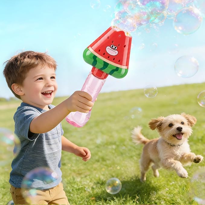 Aooess Bubble Wands for Kids Ages 3-5 Years Old: Automatic Bubble Machine for Kid, Light Up Bubble Wand Toddler Outdoor Toys, Summer Outdoor Party Birthday Gift for 3 4 5 6 7 8 Year Old Girls, Red
