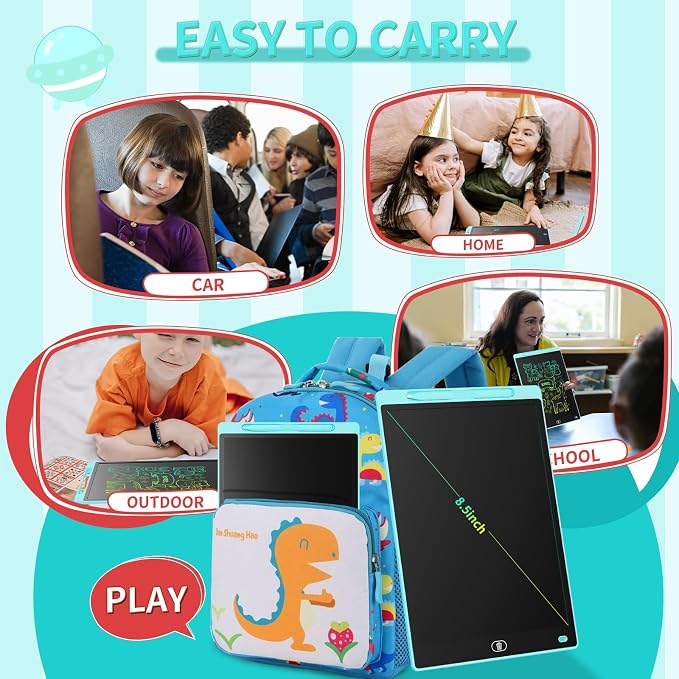 Genialba LCD Writing Board 8.5 Inches, Colourful Electronic Tablet, Portable Erasable Drawing Board, Graphic Tablet for Children's Games 3 4 5 6 7 Year Old Kid Boys Girls (Blue)