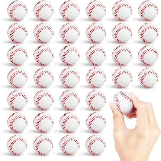 Hooqict Baseball Stress Ball 25 Pack Mini Baseballs Small Foam Sports Ball Stress Relief Squeeze Toy for Kids Sports Birthday Party Supplies Classroom Goodie Bag Stuffers