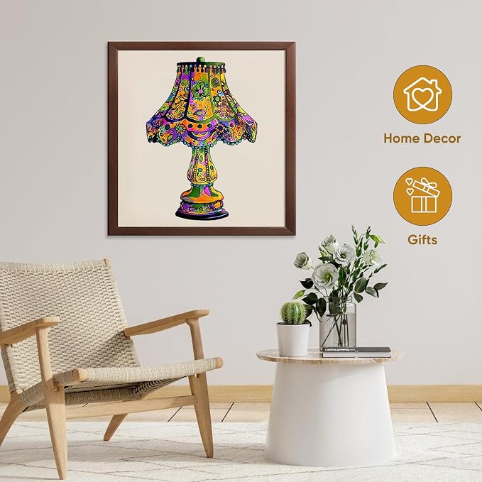 Mys Aurora Jigsaw Puzzles, Colorful Desk Lamp Puzzles for Adults, 200 Piece Unique Shape Vintage Wooden Puzzles for Adults and Kids, Fun Family Puzzle Game, 11.2 x 16.5 Inches