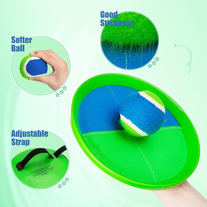 PlayZap Toss and Catch Ball Set - Outdoor Toys for Family Games - Outside Yard Pool Beach Flyball Game for 3 4 5 6 7 8+ Years Old Boys Girls - Classic Birthday Gift for Kids Youth Adults