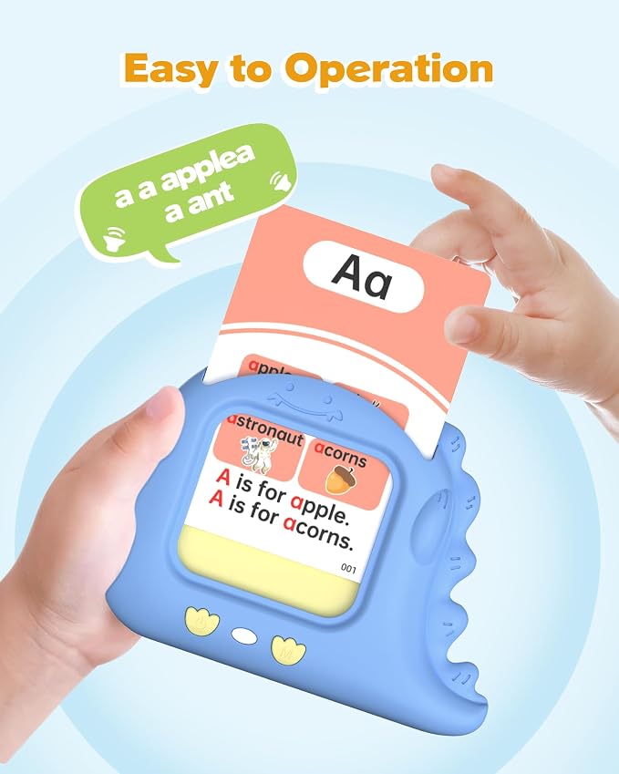 Talking Flash Cards for Toddler 1 2 3 4 Year Olds, Language Learning Toys, Phonics Talking Flash Cards for Toddlers 2-8, Digraphs CVC Blends Long Vowel Sounds Spelling Reading