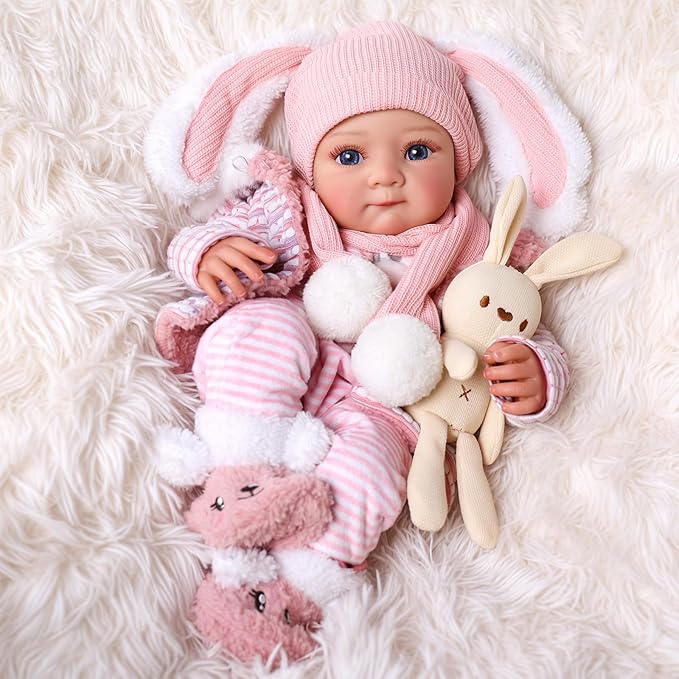 BABESIDE Reborn Baby Dolls - 17 Inch Soft Body Realistic Baby Doll Girl Lovely Awake Hand Painted Hair Girl Bebe Reborn de Silicona Real Life Baby Dolls with Gift Box for Kids Age 3+ Collectors