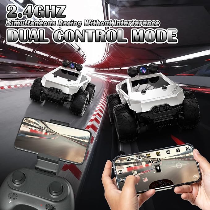 1:28 RC Cars Remote Control Car with 720P HD FPV Camera, All-Terrain RC Truck with Body Light Rechargeable Battery, Vehicle Toy Gifts for Adults Kids Boys and Girls