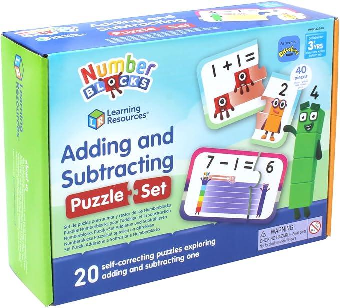 Learning Resources Numberblocks Adding & Subtracting Puzzle Set, Ages 3+, 20 Self-Correcting Maths Puzzles, Based on TV Series