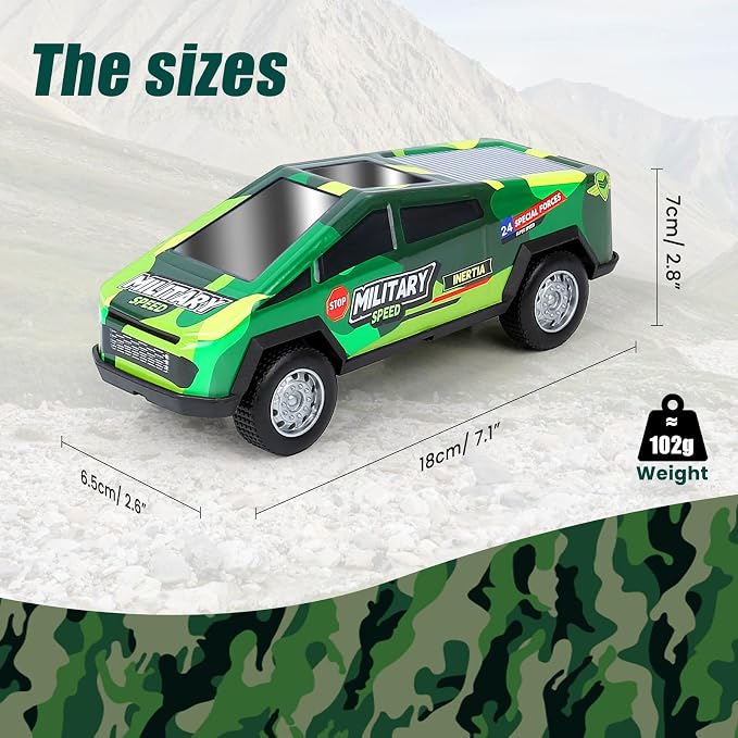 7.1 Inch Monster Truck Kid Toys Set ,Push and Go Friction Power Pull Back Wind up Race Cars,Military Camouflage 1/32 Model Car 3 Pack, Toddlers 3 4 5 6 7 8 9 for Boys and Girls Party Toy Gift